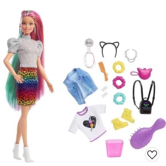Barbie Leopard Rainbow Hair Doll - Rainbow Skirt - Picture 2 of 7